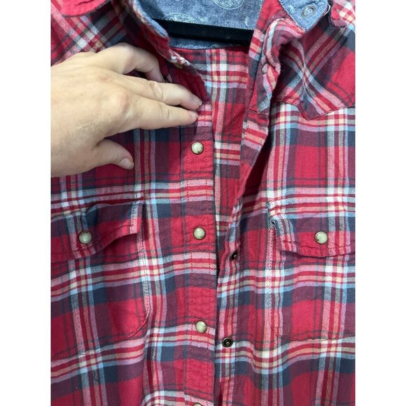 Jachs Girlfriend Sz XL Button Snap Red Plaid Shirt Button Up - Picture 4 of 9